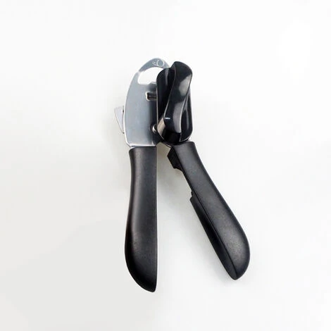 MEZHENG Manual Can Opener Kitchen Adjustable 4 In 1 Multifunction Ergonomic Smooth Edge Jam Jar Lid Clamp Bottle Openers (Black)