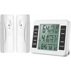 PENY Thermometer [New Version] Fridge Thermometer, Freezer Thermometer, Fridge Thermometer Indoor And Outdoor Thermometer With 2 Sensors, Temperature Alarm, MIN/MAX