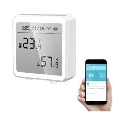 XINUY Smart WiFi Thermometer Hygrometer + Bluetooth Temperature And Humidity Sensor With Indoor/Outdoor Backlight, Tuya APP Control（White）
