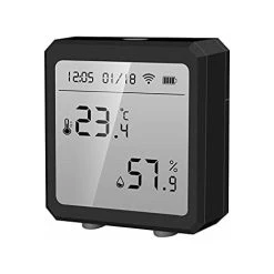 XINUY Smart WiFi Thermometer Hygrometer + Bluetooth Temperature And Humidity Sensor With Indoor/Outdoor Backlight, Tuya APP Control（Black）