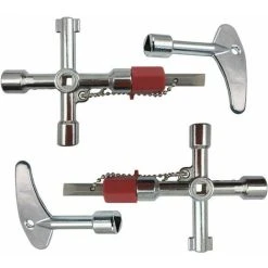 ERHOPE 2pcs Triangular Wrench, 2pcs 4 Way Socket Plumbers Utility Alloy Square Triangle Cross Gas Wrench Tool Service Electric Lift Emergency Stop