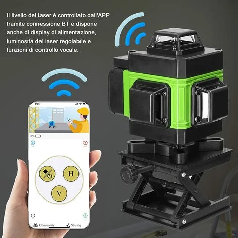Way X 360° 4D Laser Level 16 Lines Self-balancing Level Green Rotary Horizontal Vertical Self-Leveling Tool IP54 2xRechargeable Batteries, With Tripod 5 Way X 360° 4D Laser Level 16 Lines Self-balancing Level Green Rotary Horizontal Vertical Self-Leveling Tool IP54 2xRechargeable Batteries, With Tripod - Image 3
