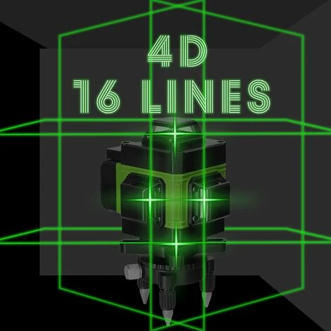 Way X 360° 4D Laser Level 16 Lines Self-balancing Level Green Rotary Horizontal Vertical Self-Leveling Tool IP54 2xRechargeable Batteries, With Tripod 6 Way X 360° 4D Laser Level 16 Lines Self-balancing Level Green Rotary Horizontal Vertical Self-Leveling Tool IP54 2xRechargeable Batteries, With Tripod - Image 4